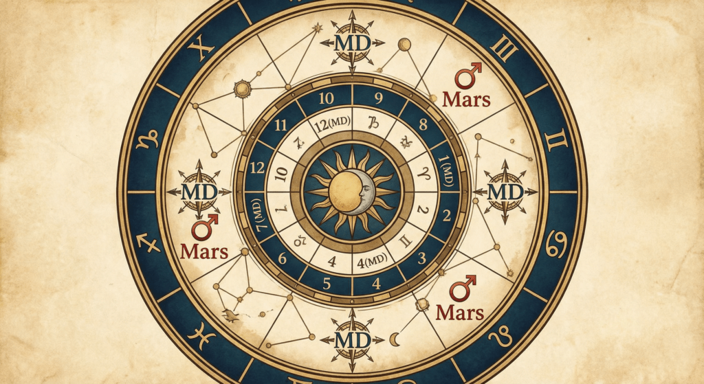 Visual Diagram: Mars in Key Houses